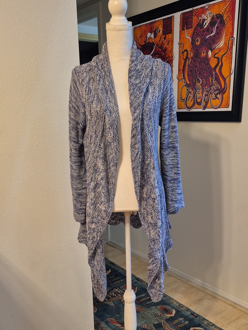 Nic + Zoe Heathered Blue & White Stretchy Cardigan